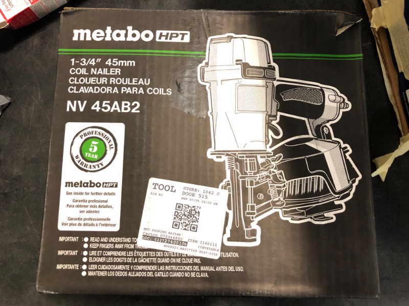 Photo 2 of Metabo HPT NV45AB2 Roofing Nailer with 1-1/4" x .120" Roofing Nails w/ Roofing Nails (7200 Count)