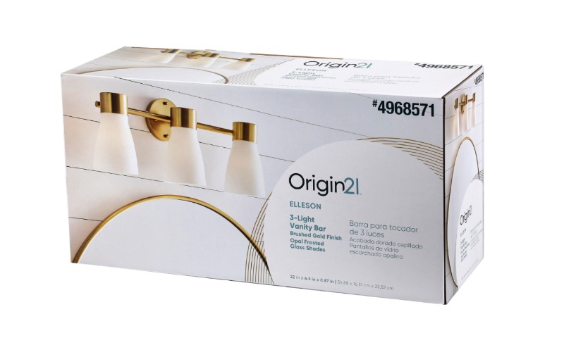 Photo 1 of Origin 21 Elleson 22-in 3-Light Brushed Gold Modern/Contemporary Vanity Light