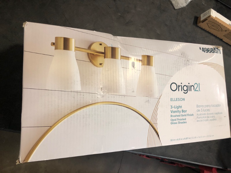 Photo 2 of Origin 21 Elleson 22-in 3-Light Brushed Gold Modern/Contemporary Vanity Light