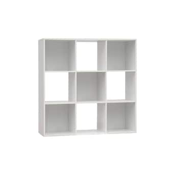 Photo 1 of Style Selections 35.88-in H x 35.88-in W x 11.63-in D White Stackable Wood Laminate 9 Cube Organizer