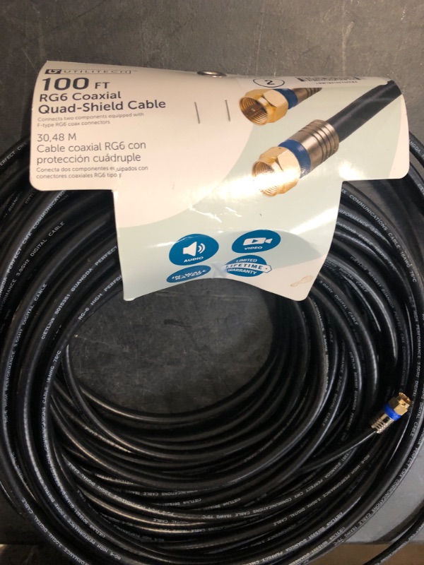 Photo 2 of Utilitech 100-ft Rg6-quad Shield Black Coaxial Cable