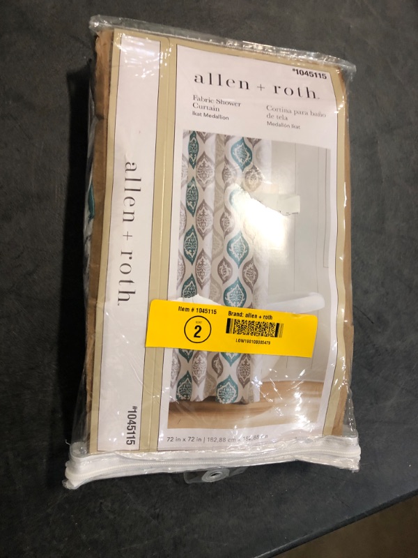 Photo 2 of allen + roth 72-in W x 72-in L Blue Ikat Mildew Resistant Polyester Shower Curtain