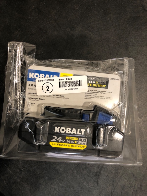 Photo 2 of Kobalt Ultimate Output 24-V 4 Amp-Hour; Lithium Battery