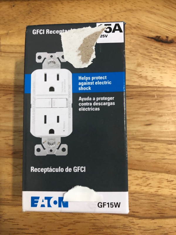 Photo 2 of Eaton 15-Amp 125-volt GFCI Residential Decorator Outlet, White