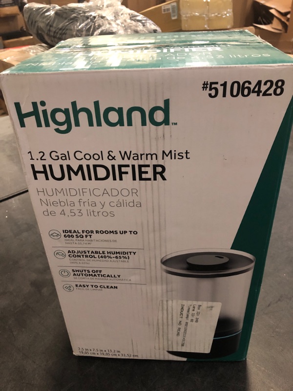 Photo 2 of Highland 1.2-Gallons Tabletop Cool Mist/Warm Mist Humidifier (For Rooms Up To 600-sq ft)