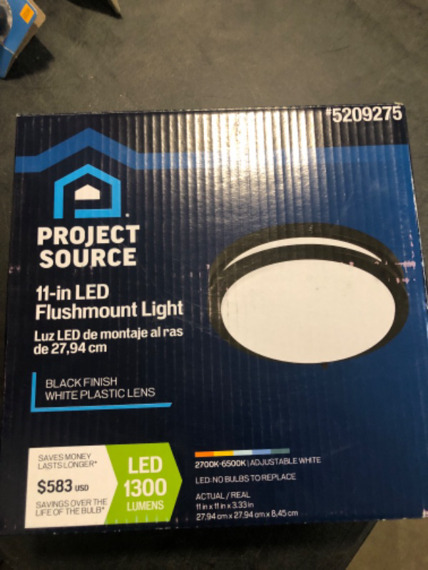 Photo 2 of Project Source MXL1137-L24K9027H flushmounts - View #3
Project Source 1-Light 11-in Matte Black LED Flush Mount Light