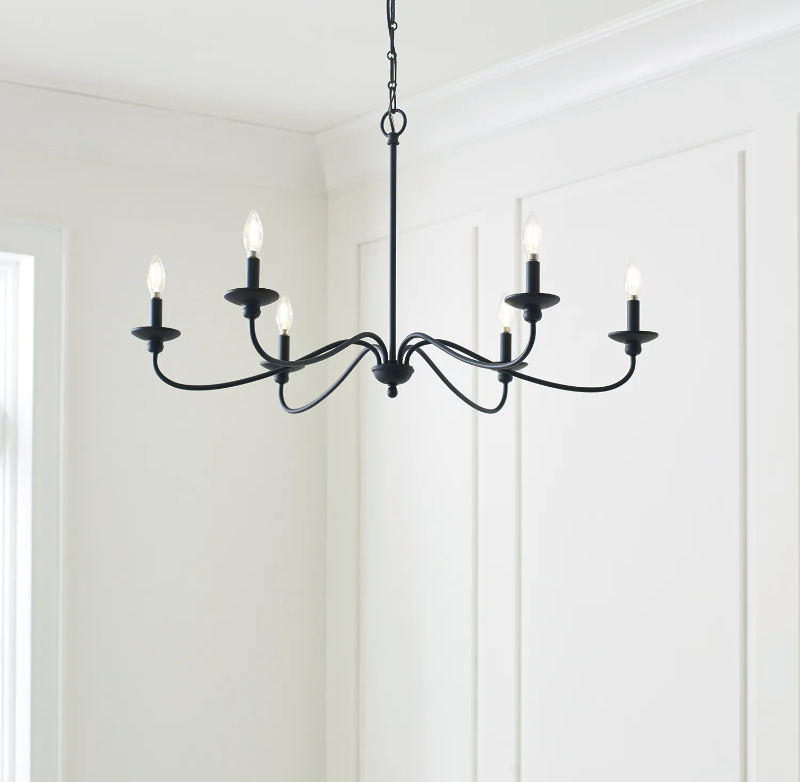 Photo 1 of allen + roth Providence 6-Light Black Traditional Linear Hanging Pendant Light