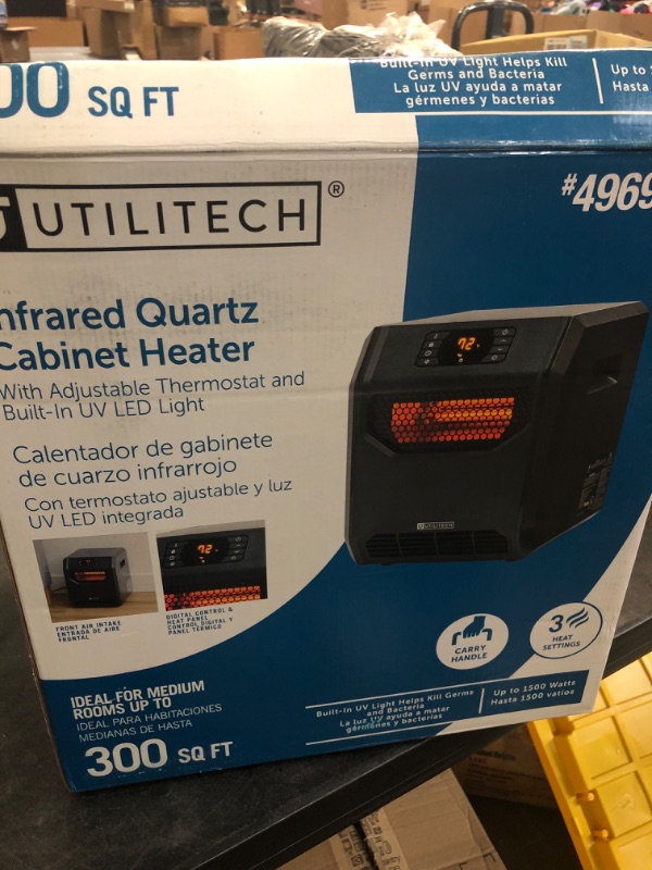 Photo 2 of Utilitech Up to 1500-Watt Infrared Quartz Cabinet Indoor Electric Space Heater with Thermostat and Remote Included