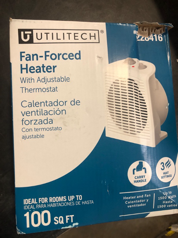 Photo 2 of Utilitech Up to 1500-Watt Utility Fan Compact Personal Indoor Electric Space Heater with Thermostat