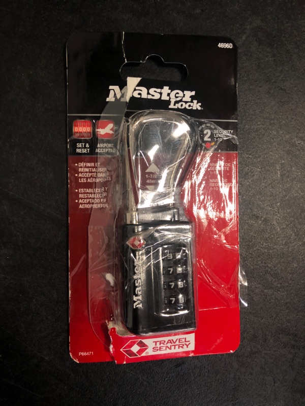 Photo 2 of Master Lock Resettable Combination Padlock, 1-5/16-in Wide x 2-in Shackle, TSA Accepted