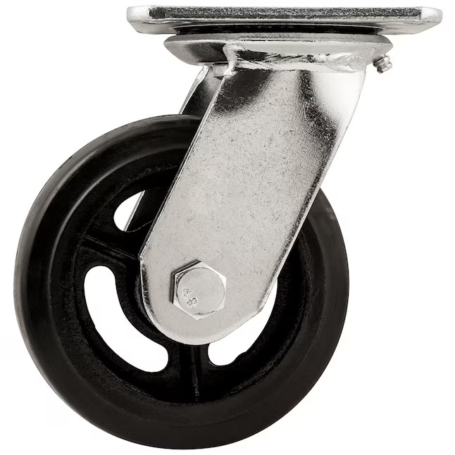 Photo 1 of Shepherd Hardware 5-in Rubber Swivel Plate Mounted Caster - 330 lbs Load Capacity - Quiet & Shock Absorbing - Ideal for Carpet, Concrete, Tile & Wood