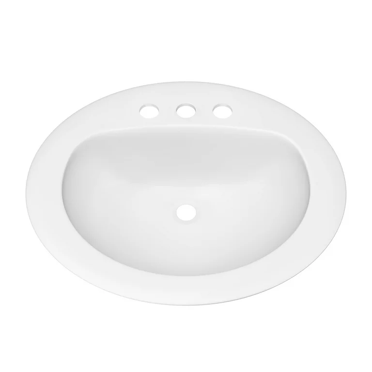 Photo 1 of Project Source White Drop-In Oval Traditional Bathroom Sink (20-in x 17-in)