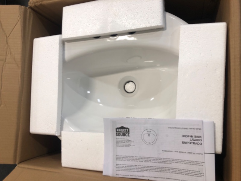 Photo 2 of Project Source White Drop-In Oval Traditional Bathroom Sink (20-in x 17-in)