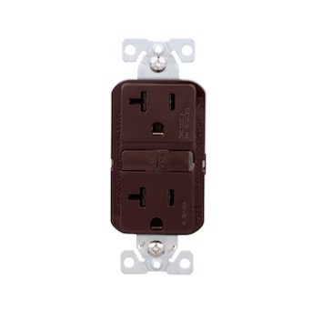 Photo 1 of Eaton 20-Amp 125-volt Tamper Resistant GFCI Residential/Commercial Decorator Outlet, Brown