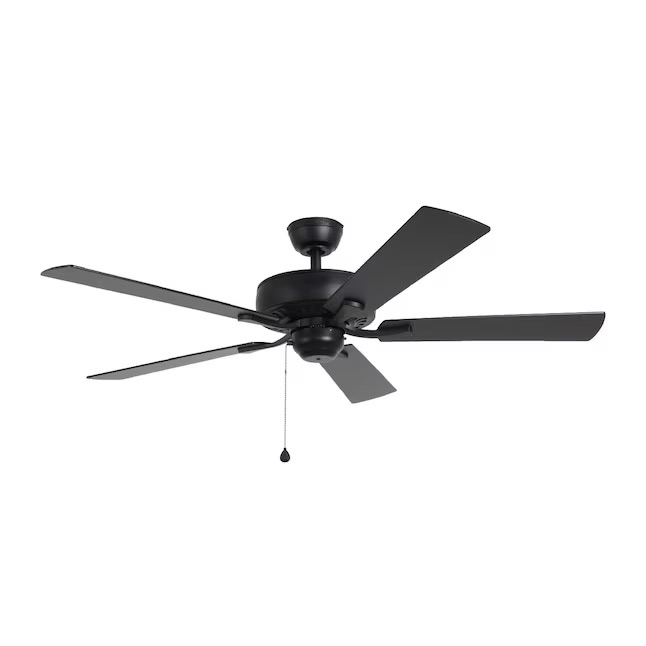 Photo 1 of Harbor Breeze Cypress Point 52-in Matte Black Indoor Downrod or Flush Mount Ceiling Fan (5-Blade)
