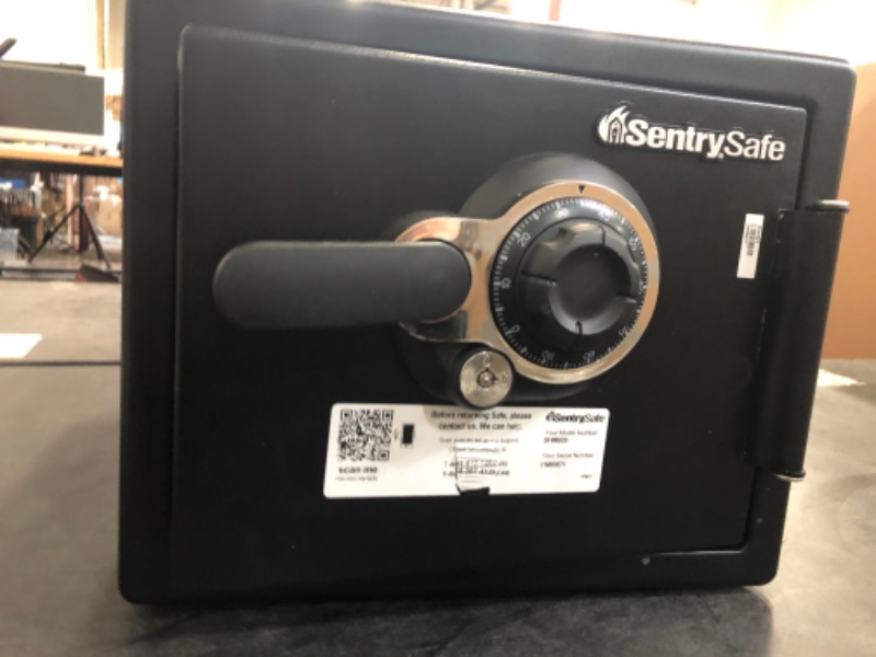 Photo 1 of SentrySafe Fireproof and Waterproof Steel Home Safe with Dial Combination Lock, Secure Documents, Jewelry and Valuables with Bolt Down Kit, 1.23 Cubic Feet, 17.8 x 16.3 x 19.3 Inches,