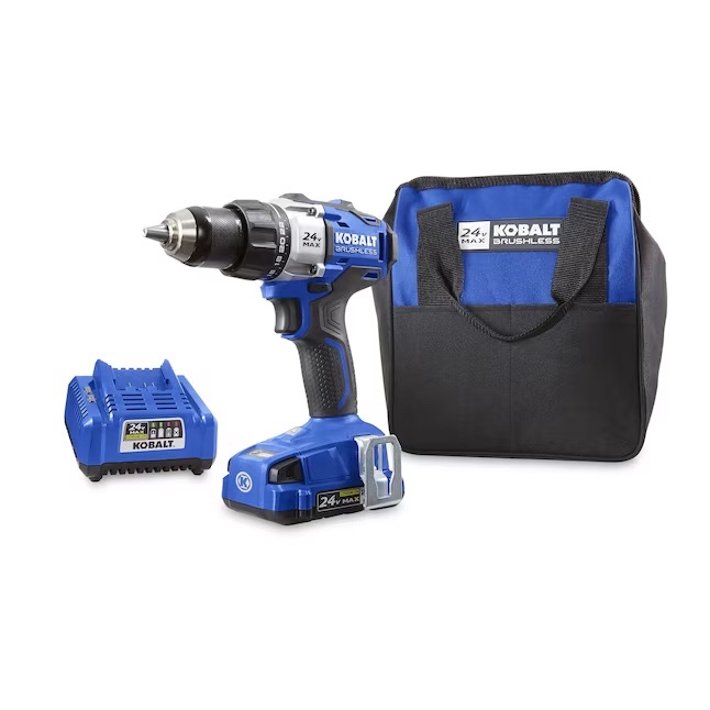 Photo 1 of Kobalt 24-volt 1/2-in Keyless Brushless Cordless Drill (1-Battery Included, Charger Included and Soft Bag included)