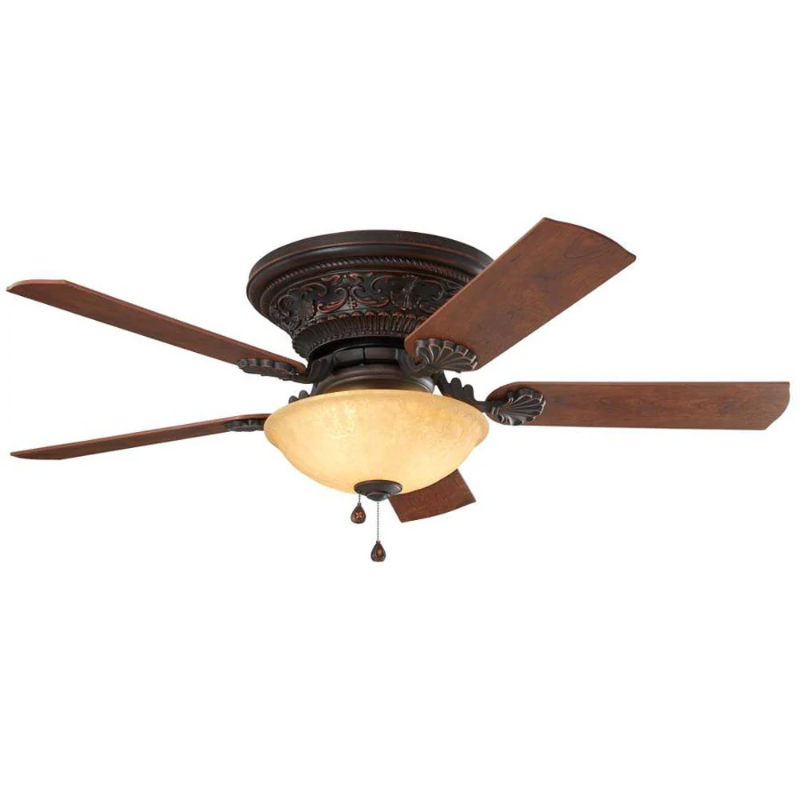 Photo 1 of Harbor Breeze Lynstead 52-in Specialty Bronze Indoor Flush Mount Ceiling Fan with Light (5-Blade)