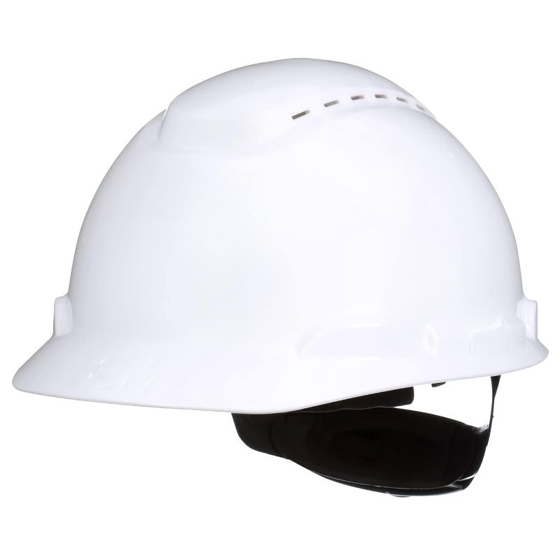 Photo 1 of 3M Hard Hat SecureFit H-701SFV-UV, White, Vented Cap Style Safety Helmet with Uvicator Sensor, 4-Point Pressure Diffusion Ratchet Suspension, ANSI Z87.1