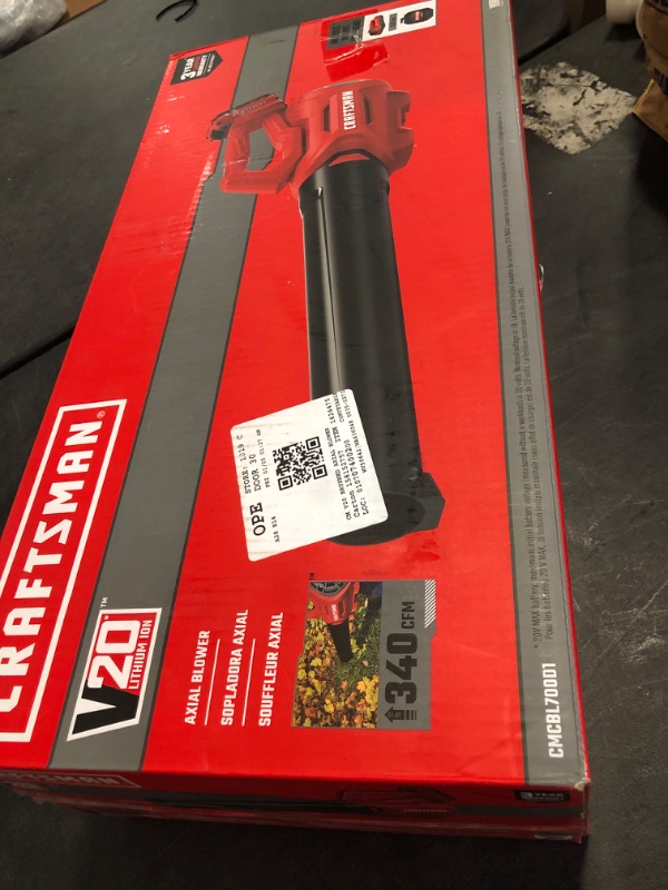 Photo 1 of CRAFTSMAN 20V MAX* Axial Leaf Blower Kit (CMCBL700D1) w/ Cordless Starter Kit
