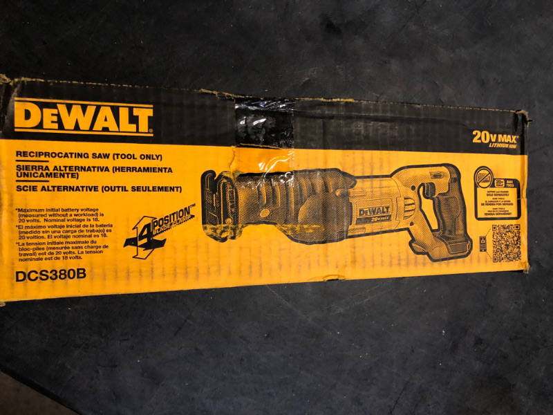 Photo 3 of DEWALT 20V MAX Reciprocating Saw, 3,000 Strokes Per Minute, Variable Speed Trigger, Bare Tool Only (DCS380B), Black/Clear