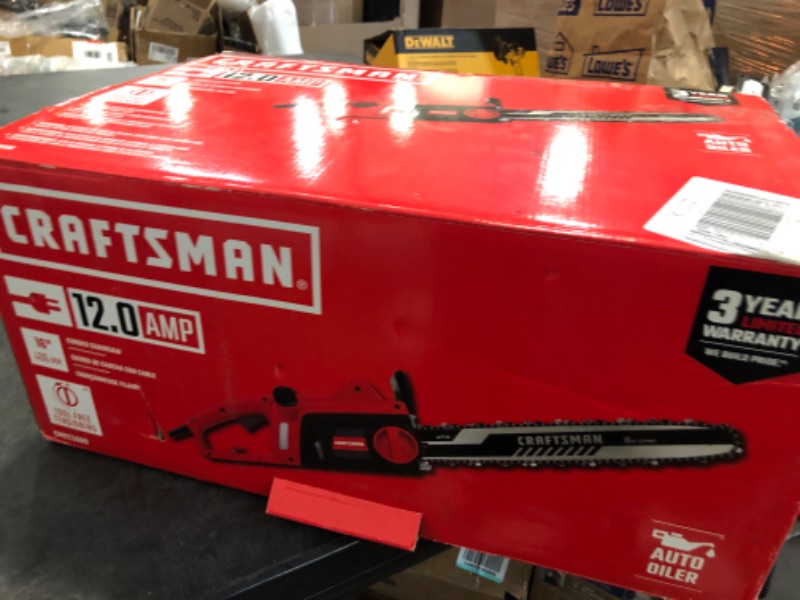 Photo 3 of CRAFTSMAN (CMECS600)Electric Chainsaw, 16-Inch, 12-Amp ,Red