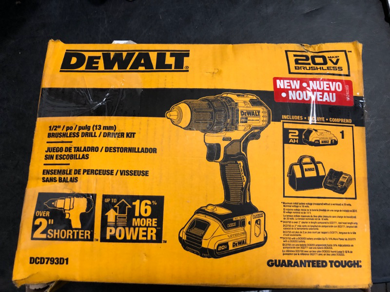 Photo 3 of Dewalt DCD793D1 20V MAX Brushless 1/2 in. Cordless Compact Drill Driver Kit