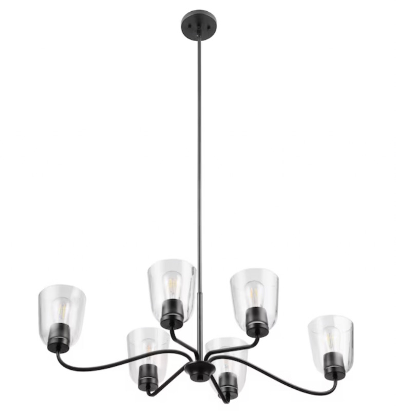 Photo 1 of Project Source Traywick 6-Light Matte Black Transitional LED Dry rated Chandelier