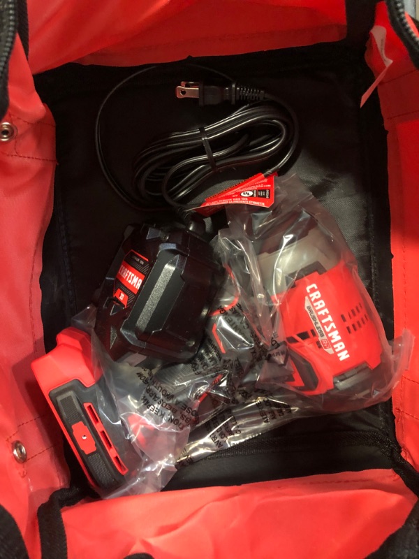 Photo 2 of CRAFTSMAN V20 RP 20-volt Max Brushless Cordless Impact Driver (2-Batteries Included, Charger Included and Soft Bag included)