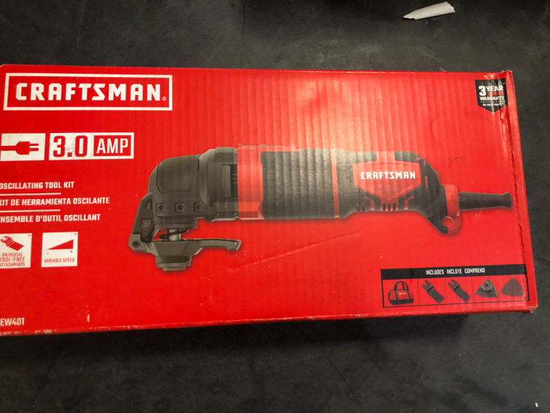 Photo 3 of CRAFTSMAN Oscillating Tool, 3-Amp, Includes Universal Tool-free Accessory System, Blades, Sandpaper and Tool Bag, Corded (CMEW401)
