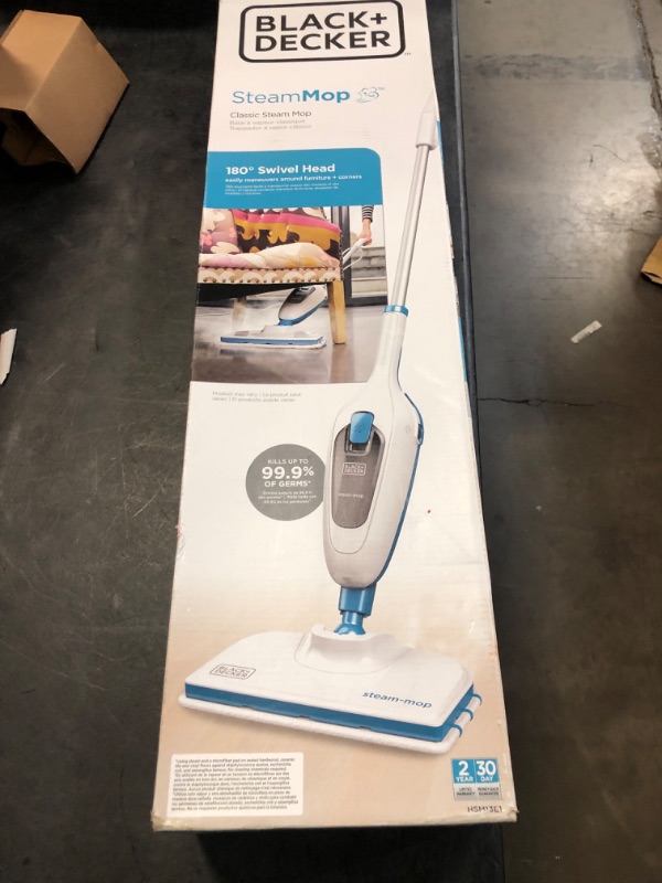 Photo 3 of BLACK+DECKER Steam Mop for Hard Floor, White (HSM13E1)