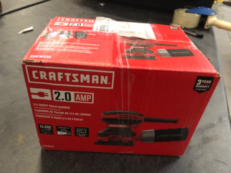 Photo 3 of CRAFTSMAN Electric Sander, 1/4 inch Sheet, 13,500 OPM, 2 Amp, Corded (CMEW230)