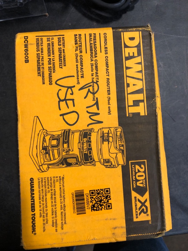 Photo 3 of DEWALT 20V Max XR Cordless Router, Brushless, Tool Only (DCW600B)