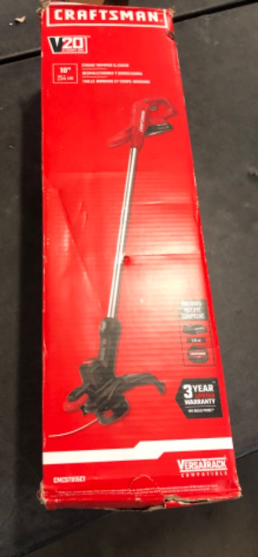 Photo 3 of Craftsman V20 20-Volt Max 10-in Straight Cordless String Trimmer with Edger Capable 