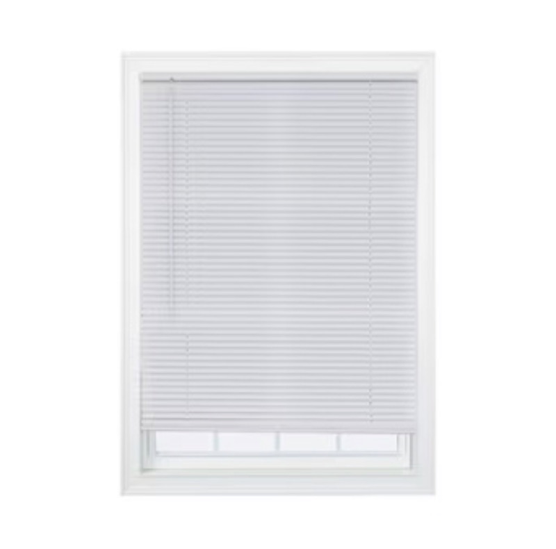 Photo 1 of Project Source Light Filtering 1-in Slat Width 70-in x 64-in Cordless White Vinyl Light Filtering Blinds