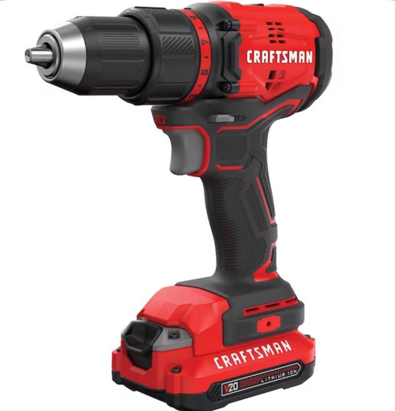 Photo 1 of CRAFTSMAN V20 20-volt 1/2-in Brushless Cordless Drill (2-Batteries Included, Charger Included and Soft Bag included)