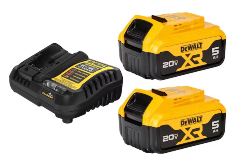 Photo 1 of DEWALT 20-V 2-Pack 5 Amp-Hour; 5 Amp-Hour Lithium-ion Battery and Charger (Charger Included