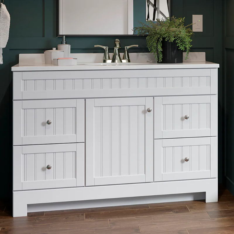 Photo 1 of Style Selections Ellenbee 48-in White Single Sink Bathroom Vanity with White Cultured Marble Top