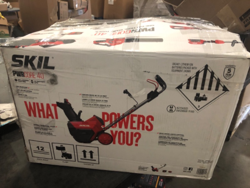 Photo 3 of SKIL PWR CORE 40 Brushless 40V 20 in. Single Stage Snow Blower Kit, 30'ft Throwing Distance, Includes 6.0Ah Battery and Charger- SB2001C-10 red 20 In. Snow Blower Kit