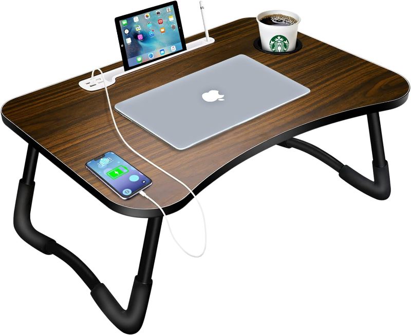 Photo 1 of Laptop Bed Desk,Portable Foldable Laptop Lap Desk Tray Table with USB Charge Port/Cup Holder/Storage Drawer,for Bed/Couch/Sofa Working, Reading