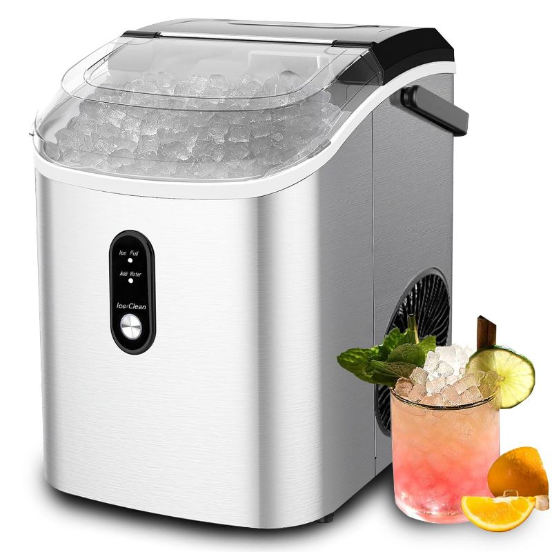 Photo 1 of Kndko Nugget Ice Maker Countertop,Crushed Ice Maker with Chewable Ice,Fast Ice Making 35Lbs/Day, Self Cleaning Countertop Ice Maker, Removable Top Cover, One-Click Design,Stainless Steel Ice Machine