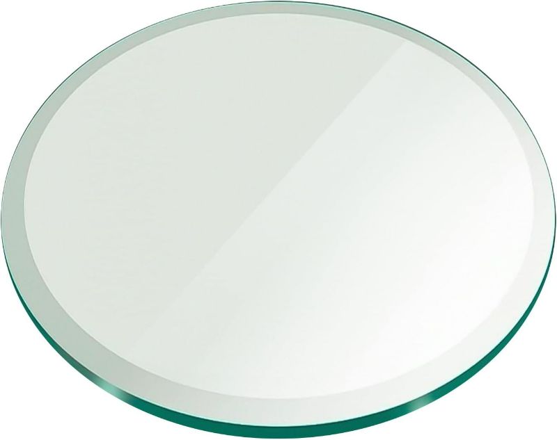 Photo 1 of 36" Inch Round Glass Table Top 1/2" Thick Tempered Beveled Edge by Fab Glass and Mirror