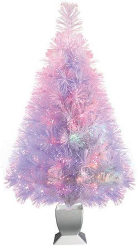 Photo 1 of Holiday Time Artificial Christmas Trees Pre-Lit 32" Fiber Optic Artificial Tree, White, Color Change Lighting
