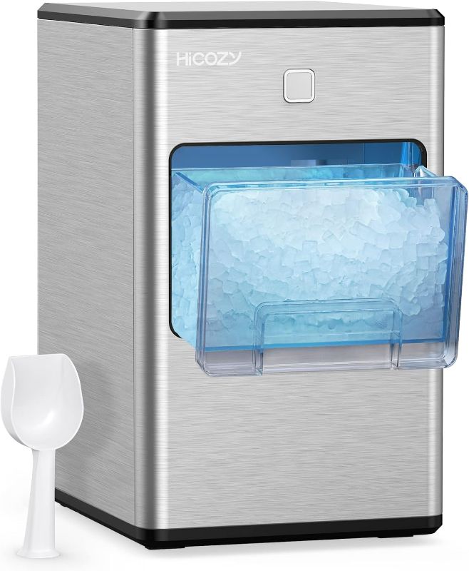 Photo 1 of HiCOZY Nugget Ice Makers Countertop, Compact Crushed Ice Maker, Produce Ice in 5 Mins, 55LB Per Day, Self-Cleaning and Automatic Water Refill, Suitable for Home, Office (Black)