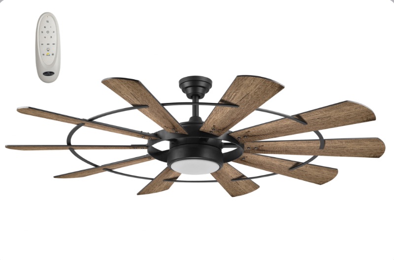 Photo 1 of Harbor Breeze Henderson 60-in Matte Black Integrated LED Indoor Ceiling Fan with Light and Remote (10-Blade)