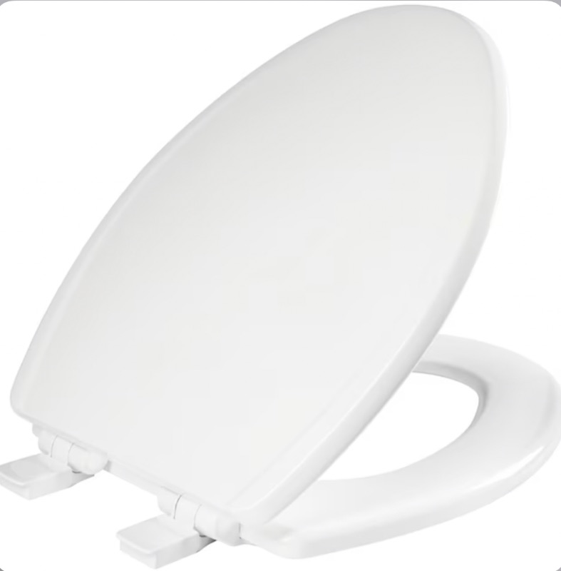 Photo 1 of Mansfield Wood White Elongated Soft Close Toilet Seat