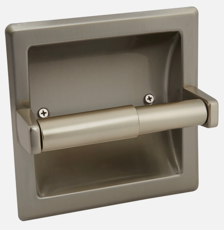 Photo 1 of Project Source Seton Brushed Nickel Recessed Spring-loaded Toilet Paper Holder