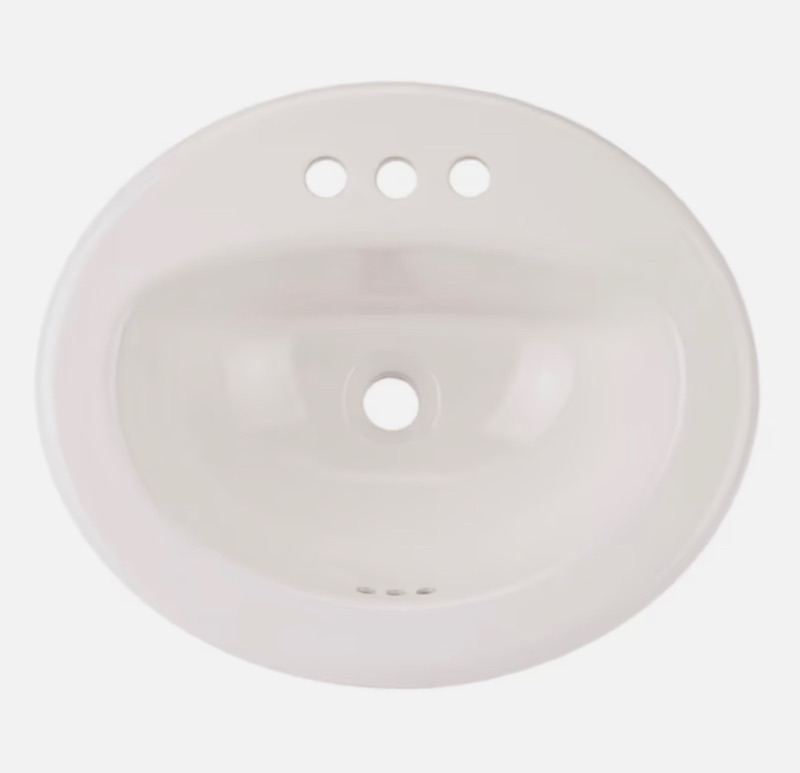 Photo 1 of Project Source White Drop-In Oval Traditional Bathroom Sink (20-in x 17-in)
