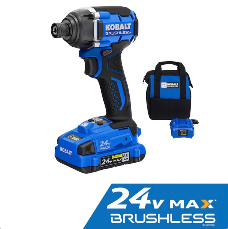 Photo 1 of Kobalt Next-Gen 24-volt 1/4-in Brushless Cordless Impact Driver (1-Battery Included, Charger Included and Soft Bag included)
