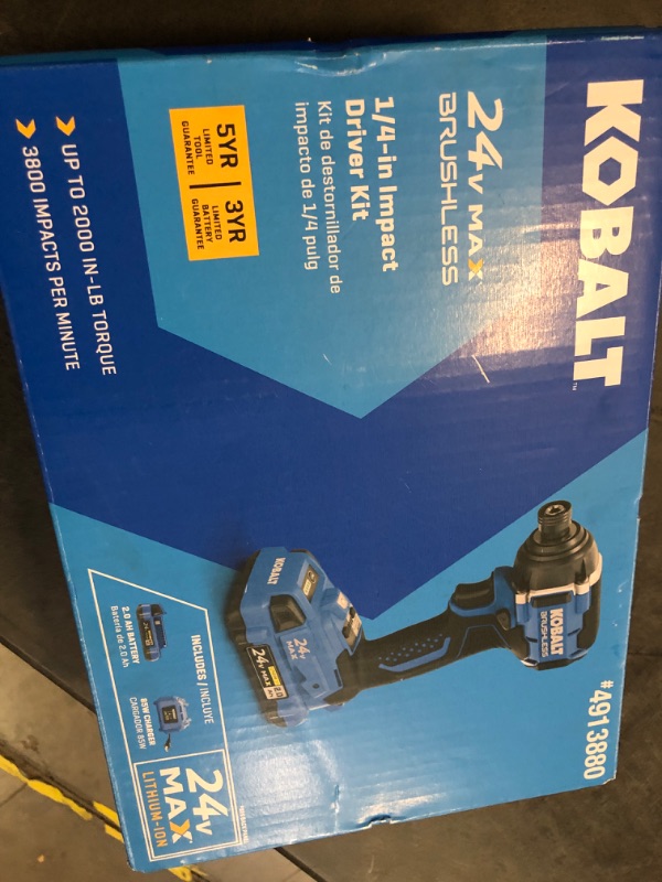 Photo 2 of Kobalt Next-Gen 24-volt 1/4-in Brushless Cordless Impact Driver (1-Battery Included, Charger Included and Soft Bag included)